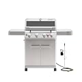 Monument Grills 4+1 Burner Natural Gas Grill with Hose, 50,000 BTU Stainless Steel Outdoor Patio Barbecue Grill with Rotisserie, Fast Heating, Knob Control, M415BZNG