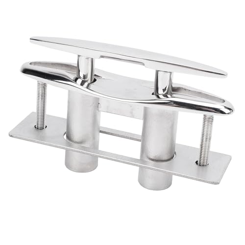 5in 316 Stainless Steel Pull Up Deck Cleat, Retractable Heavy Duty Flush Mount Dock Cleats with Backing Plate and Locking Nuts for Boat, RV, Yacht