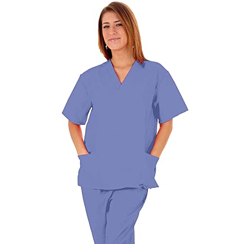 Active uniforms Women Scrub Sets Solid Scrub Set Medical Scrub Top and Pants (Small, Ceil Blue)