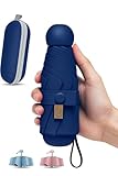 Guarda chuva de Bolso Ultra Compacto e Versátil – Mini Guarda-chuva Dobrável com Proteção UV, Leve e Portátil – Inclui Estojo Estilo Cápsula para Chuva e Sol (Azul Escuro)