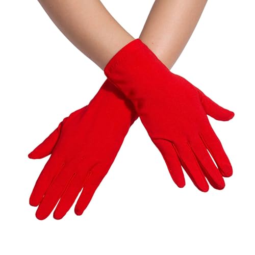 ALVOGIMOR Men Women Wrist Length Spandex Stretch Gloves Wedding Party Christmas Costume Party Dance Gloves (Red one size)