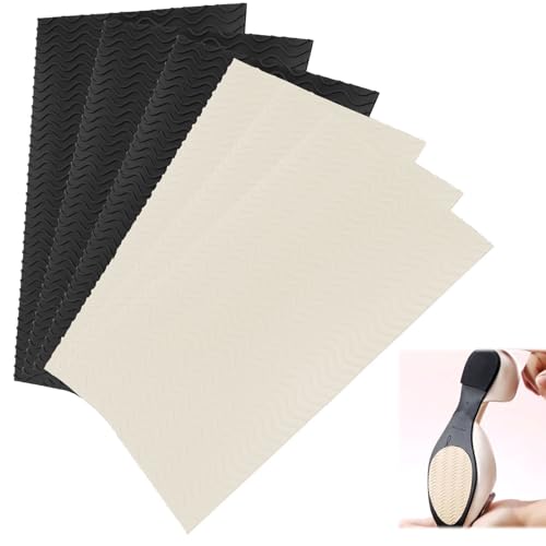 Luckwaii 6 Piezas Almohadillas de Goma Plantilla Antideslizante Protectores para Suelas de Zapatos Transparente+Negro Reducción de Ruido Antideslizante Suelas para Zapatos Autoadhesiva (15 X 10 cm)