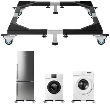 VEVOR All Stainless Steel Washing Machine Dolly Cart, 1200lbs Heavy Duty Furniture Dolly, Adjustable Fridge Stand Base with 4 Lockble Twin Wheels and 2 Strong Feet for Washer, Refrigerator and Dryer VEVOR All Stainless Steel Washing Machine Dolly Cart, 1200lbs Heavy Duty Furniture Dolly, Adjustable Fridge Stand Base with 4 Lockble Twin Wheels and 2 Strong Feet for Washer, Refrigerator and Dryer