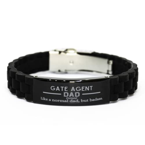 Gate Agent Dad Engraved Bracelet Gifts, Gate Agent Dad Like a Normal Dad, but Badass. Funny Gate Agent Dad Glidelock Bracelet Father's Day from Son Daughter, Gate Agent Dad Birthday Christmas