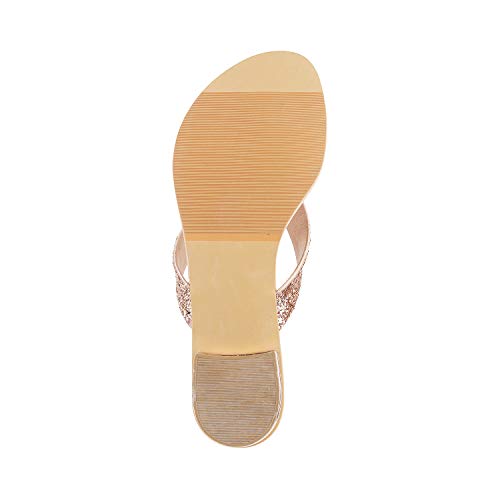 Image of Mochi Women's Faux Leather Glittery Thong Strap Fashion Sandals