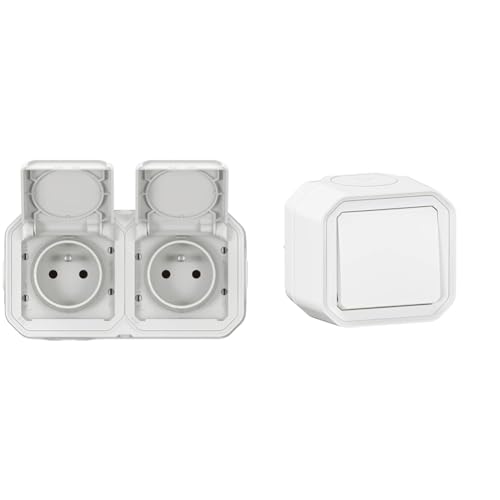 Prise etanche double 16A Legrand Plexo interrupteur mural va-et-vient commande eclairage IP55 - 2