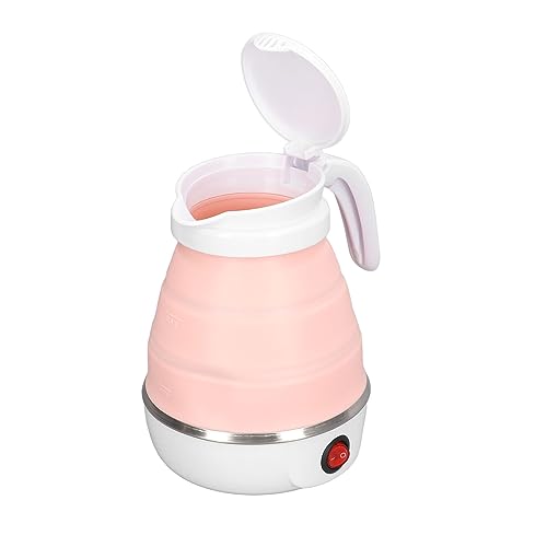 Hervidor eléctrico plegable portátil 0.6L rosa miniatura 7