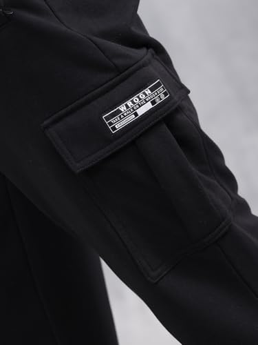 Image of WROGN Men's 320 GSM Cotton Blend Fleece Cargo Joggers | Multi Pocket Utility Design | Regular Fit