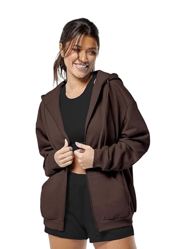 Image of DROBE Relaxed Fit Plain Cotton Blend Full Sleeves Hodded Zipper Jacket for Women