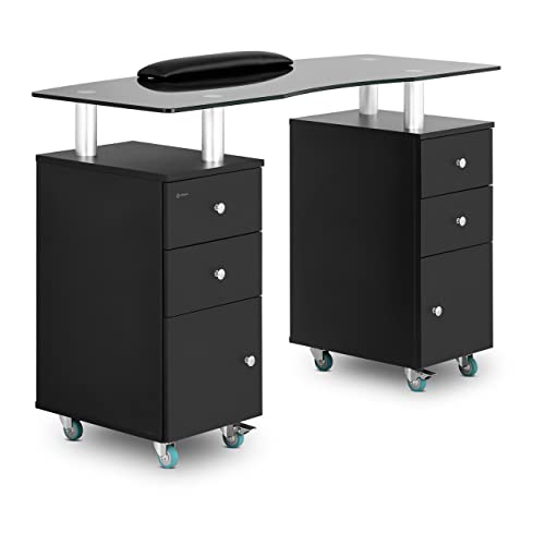 Physa Phy-MT-5 Nageltisch 1.200 x 515 x 810 mm Schwarz Maniküretisch Nagelstudio-Tisch Manikürtisch