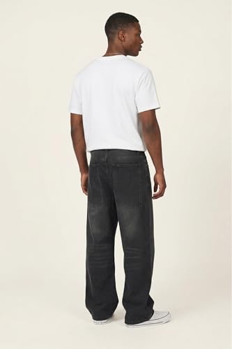 Image of Plaid&Plain Men's Baggy Jeans Wide Leg Heavyweight 100% Cotton Loose Fit