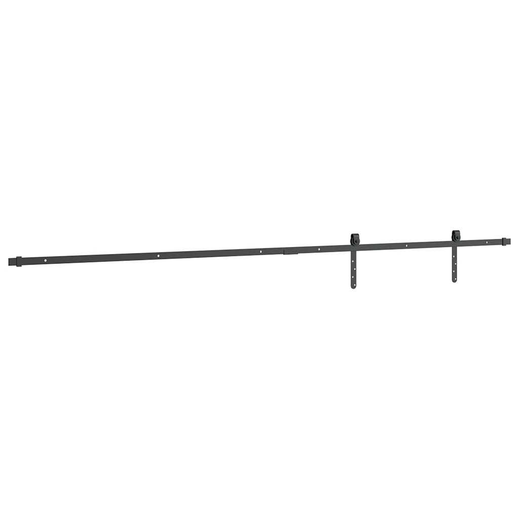 Juego de herrajes para puerta corredera de acero al carbono con recubrimiento en polvo, 213 cm, con ruedas silenciosas para puertas de armario de 22 a 25 mm, incluye tope de puerta, juntas