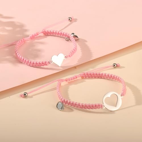 Image of First Day of Kindergarten Pre K Gifts for Mother Daughter,Mommy and Me Bracelet Matching Heart Bracelets Set for 2
