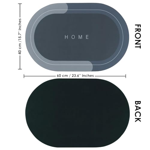 Image of Rubber Bath Mat 4 MM,Anti-Skid Water Soaking Bathroom Rug Door,Floor mat, Soft Quick Dry Water Absorbent Mat for Home Office 40x60cm- Blue