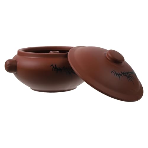 Homoyoyo Ceramic Steam Pot 350ml Household Casserole Stew Pot with Lid for Kitchen Soup and Braising
