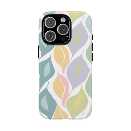 Coque rigide premium mate bleu pastel feuille pour iPhone 16 Pro