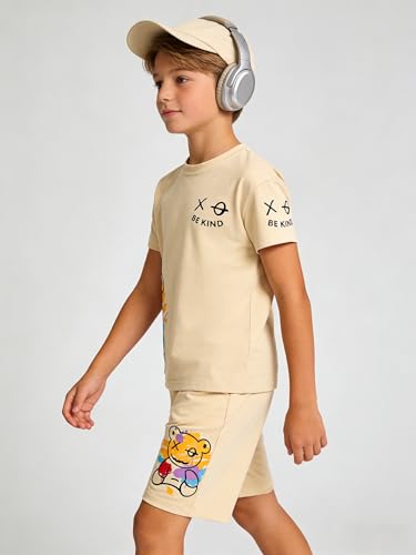 Image of Cakaner Tween Boys Summer Clothes 2 Piece Short Sleeve Graphic T-Shirt and Shorts Casual Outfit Set Size 7-14