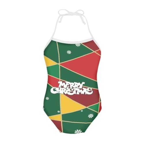 Image of Christmas Kids One-Piece Halter Swimsuits Beach Swimwear Bathing Suit for 3-10 Years Girls