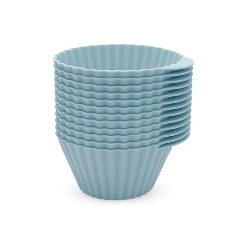 The Silicone Kitchen Reusable Silicone Baking Cups Silicone Muffin Liners for Cupcakes, BPA Free, (12 Pack) (LIGHT BLUE)
