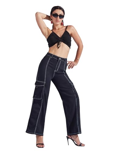 Image of Miss Chase Women's Wide-Leg High-Rise Regular-Length Stretchable Shaping Denim Jeans