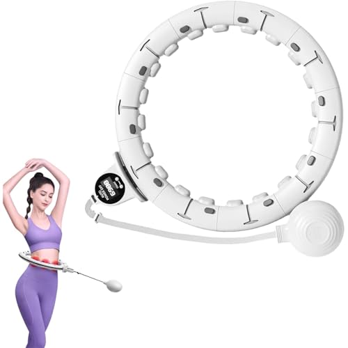 lelelife スリミングフラフープ、大人と子供に最適、スポーツ用品、スマートフラフープ、組み立てが必要、フィットネスリング、エクササイズ、腹部スリミング機器、サイズ調整可能、直径約65〜110cm、説明書付き (直径約65~110CM,ホワイト)