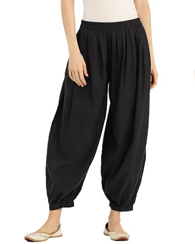 Image of Women's Cambric Cotton Afghani Patiala Salwar - Loose Fit, Elastic Waist, Deep Pockets | Ethnic & Casual Wear
