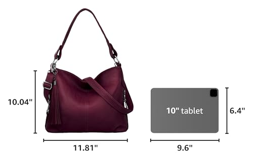 Image of YALUXE Women's Real Leather Shoulder Bags Hobo Handbag Purse Crossbody Bag | Soft Genuine Leather, Convertible, Cross-body Bag, Multiple Pockets, Large Capacity, Medium Size