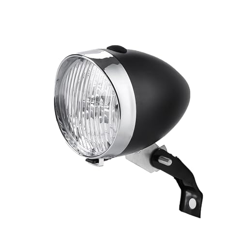 LDJFCCA Front Bike Light with Bracket, Waterproof 3 LED Vintage Bike Headlight, Battery Powered Plated Lights for Night Riding with Button Switch Lights