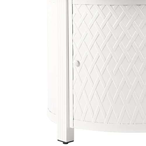 Image of Oakland Living Round 34 in. x 34 in. Aluminum Propane Fire Pit Table with Glass Beads, Two Covers, Lid, 37,000 BTUs in White Finish