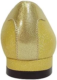 Fuzzy Andie (FT6035) Women Wide Width Slip-On Ballet Dress Flats Shoes Gold 8 | Image 3