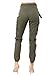 TwiinSisters Women's High Waist Slim Fit Color Cargo Joggers Pants with Matching Belt - Medium, Olive