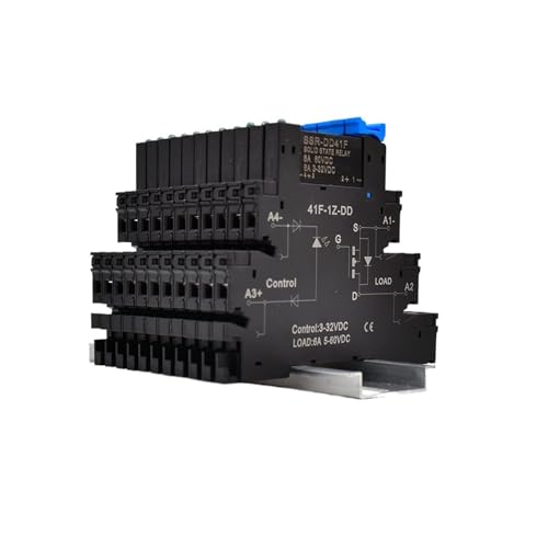 Relé SSR DC-AC negro de 1 pieza para carril DIN industrial 6