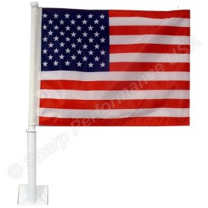 Sharp Performance USA Car Window Flag - Double Sided - Hooks onto your car window - 11? X 14?