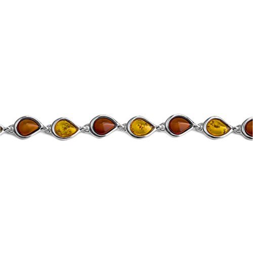 Image of Ian and Valeri Co. Multicolor Amber Sterling Silver Teardrops Bracelet 7.5 Inches