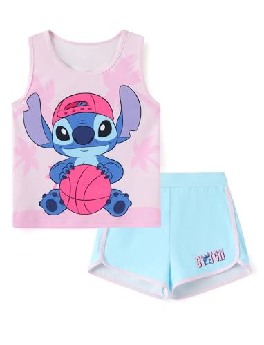 Image of Disney Stitch丨 Frozen丨 Minnie Mouse丨Princess丨Winnie Tank Top+Dolphin Shorts Girls Outfits Workout Athletic Set Summer