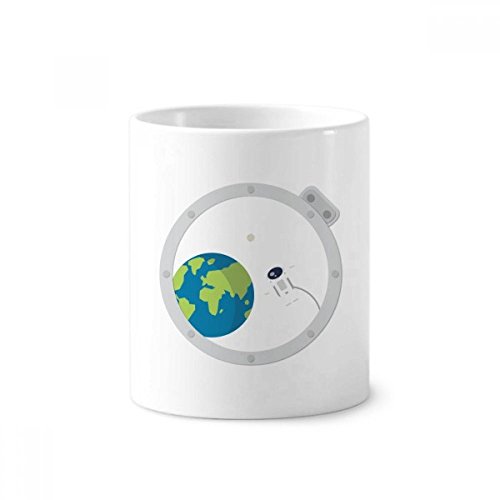 Tasse blanche Univers et Alien en céramique 350ml pour stylo ou brosse à dents