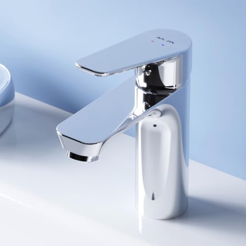 AM.PM Hit Waschtischarmatur mit Einhandmischer Einhebel-Waschtischmischer Kurzer Auslauf Höhe 101mm Wasserhahn Bad Klein Chrom Mischbatterie Waschbecken Waschbeckenarmatur Badezimmer (FTA02200)