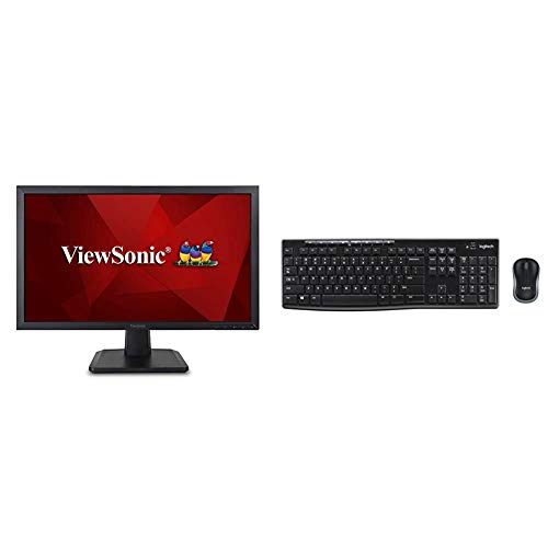ViewSonic VA2252SM 22 Inch 1080p LED Monitor DisplayPort DVI and VGA Inputs for Home and Office, Black & Logitech MK270 Wireless Keyboard and Mouse Combo (Frustration-Free Packaging)