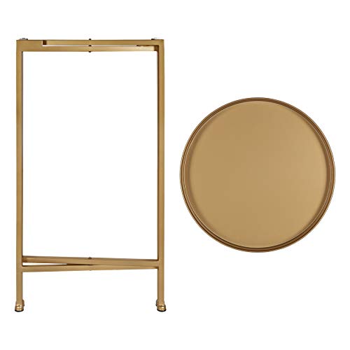 Image of Kate and Laurel Celia Round Metal Foldable Accent Table with Tray Top, Gold