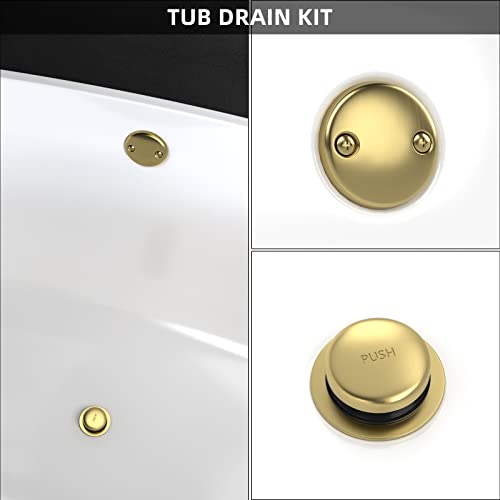 image for Citymoor All Metal Tip-Toe Bathtub Drain Kit with Two-Hole Overflow Fa