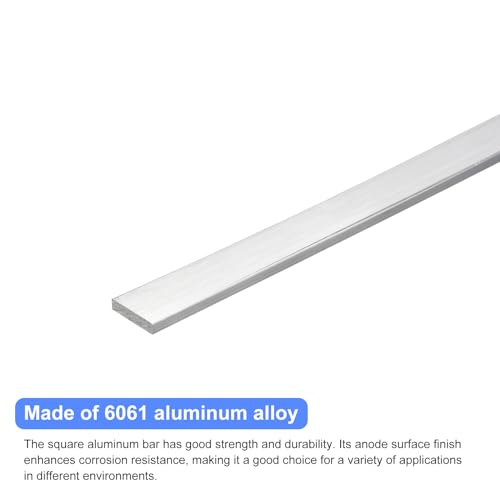 Image of uxcell Square Aluminum Flat Bar, 2Pcs 3 /16 inch Thick 0.8 inch Width 12 inch Length Square Aluminum Bar 6061 Aluminum Flat Plate, 4 x 20 x 305mm T6511 Solid New Mill Stock for Industrial Building