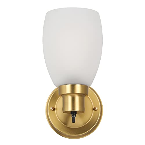 Design House 588814-SG Lydia Transitional 1-Light Indoor Wall Light Dimmable With A White Frosted Glass Shade And Twist On/Off Switch For Hallway Foyer Bathroom, Satin Gold thumb #17