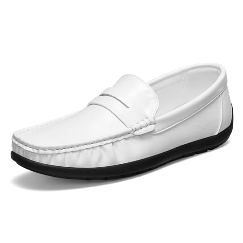 HEEZ Men's Loafers Slip On Dress Shoes Penny Loafers Leather Casual Driving Boat Shoes for Men