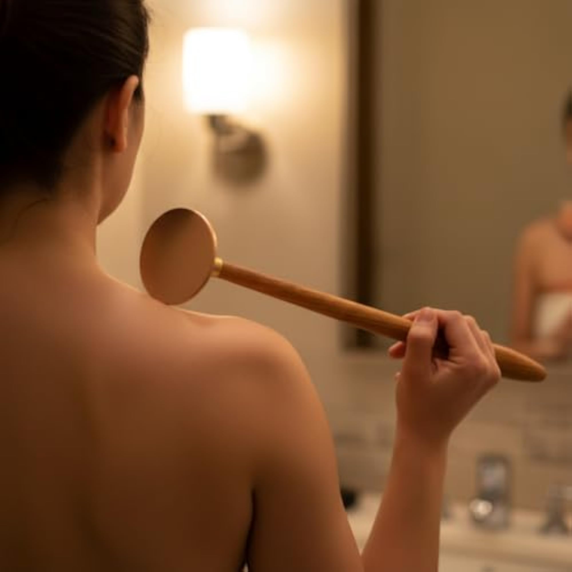 Long-Handle Gua Sha Tool Flat Head Wood