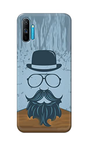 Image of PRINTFIDAA Mustache Beard and Hairstyle Hipster in Glasses Printed Designer Hard Case for Realme C3 Back Cover -(e) RPM1002