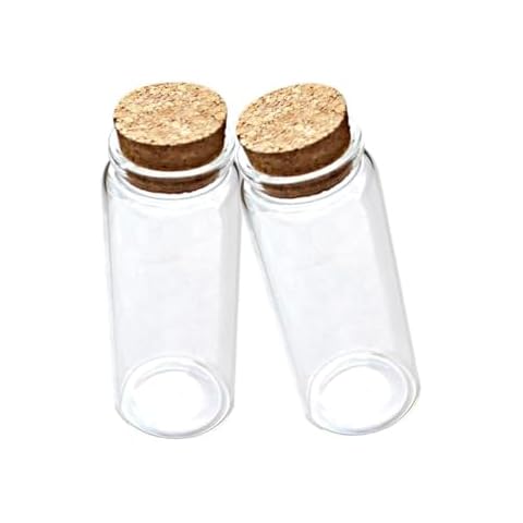 ELYSAID 2pcs Empty Clear Glass Bottles Vials with Cork Stopper Storage Jars 47mm Bottle Diameter (47x120x33mm 150ml) Cover