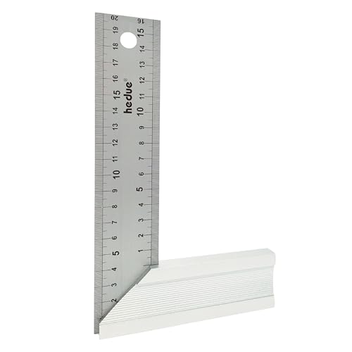 Escuadra de carpintero hedue® con tope - escuadra de tope de aluminio, escuadra de carpintero con ángulo recto de 45/90 grados 200 x 40 x 1 mm