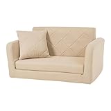 Stella(ステラ) ソファーベッド 折りたたみ 2人掛け ソファ ベッド ニュアンスカラー クッション付き (ベージュ, 肘リクライニングなし)