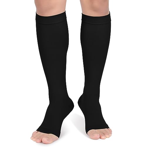Image of MGANG Knee High Compression Socks 20-30mmHg, Varicose Veins, Short Length | Graduated Compression, Circulation, DVT, Swelling, Nurses, Pregnancy, Standing, Office, Flight, Travel, Running, Recovery