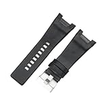 Cong Yi Cinturino In Vera Pelle Da 32 Mm Compatibile Con Cinturino Diesel For DZ1216 DZ1273 DZ4246 DZ4247DZ287(Black(PW)-Steel-K3)